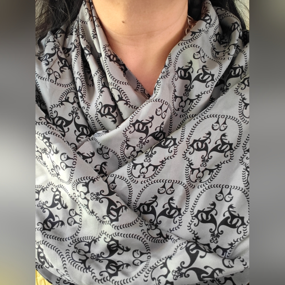 Designer Thomas Wylde Scull Patterned Silk Wrap Scarf